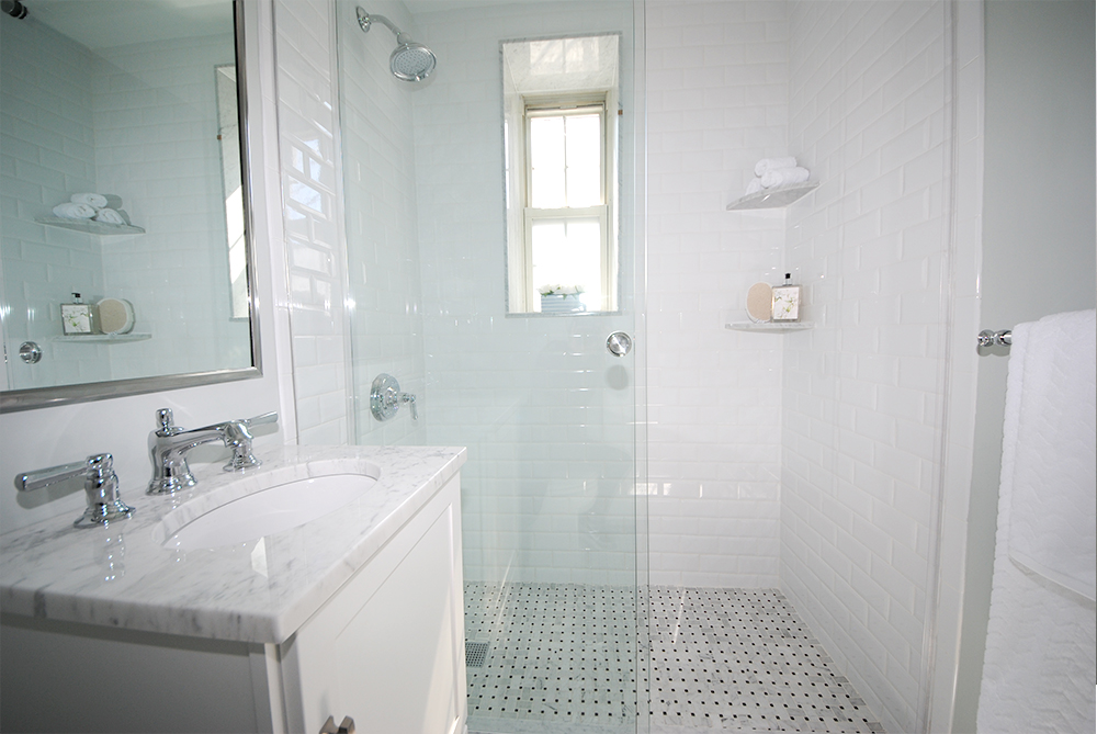 A Tiny Bathroom Refresh Stephanie, Basketweave Tile Bathroom Pictures